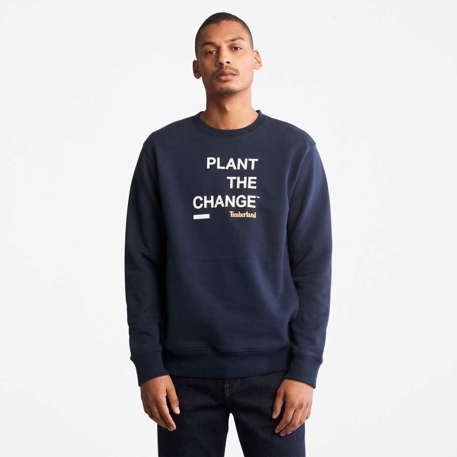 Dark Sapphire Timberland Ireland Men's Nature Needs Heroes Crewneck Sweatshirt
