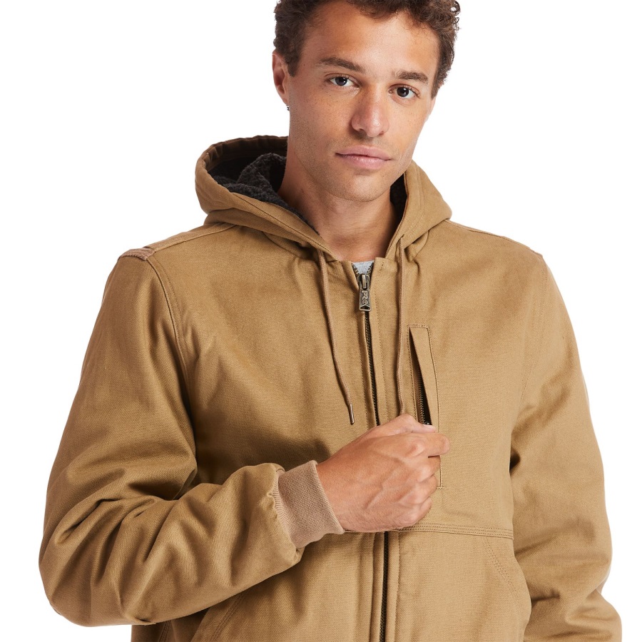 Dark Wheat Men's Gritman Lined Hooded Canvas Jacket Timberland Ireland