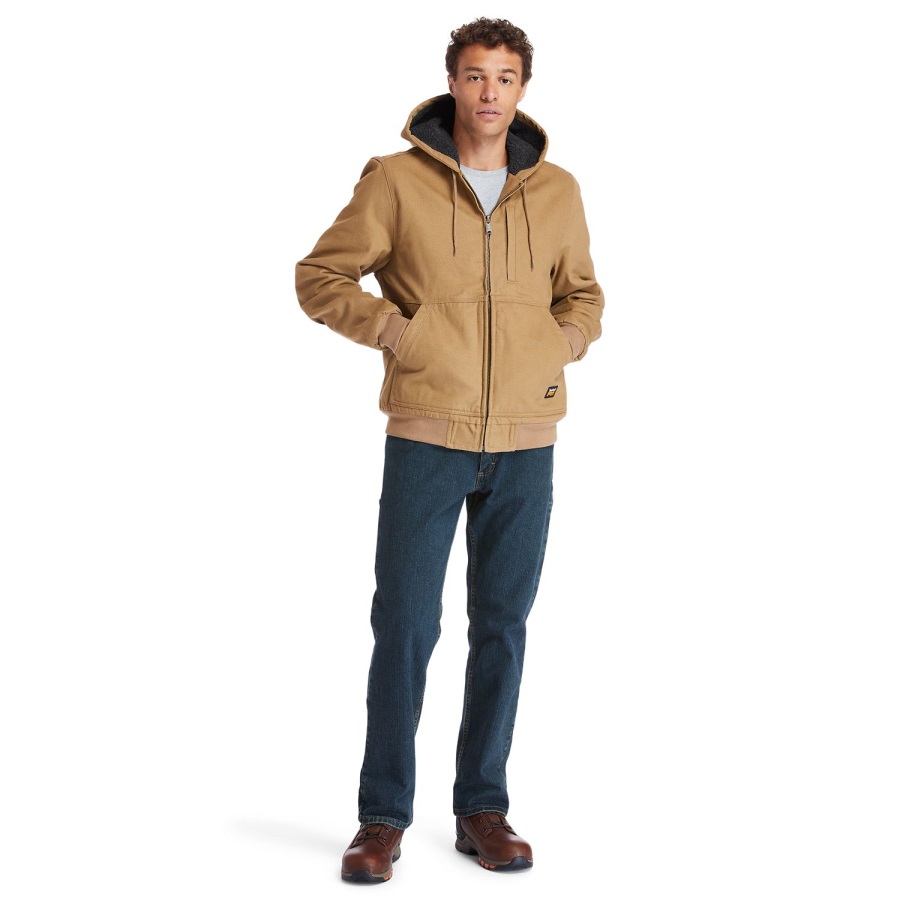 Dark Wheat Men's Gritman Lined Hooded Canvas Jacket Timberland Ireland