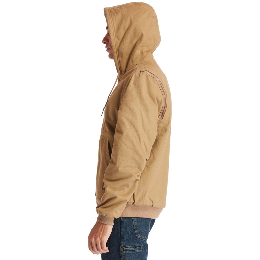 Dark Wheat Men's Gritman Lined Hooded Canvas Jacket Timberland Ireland