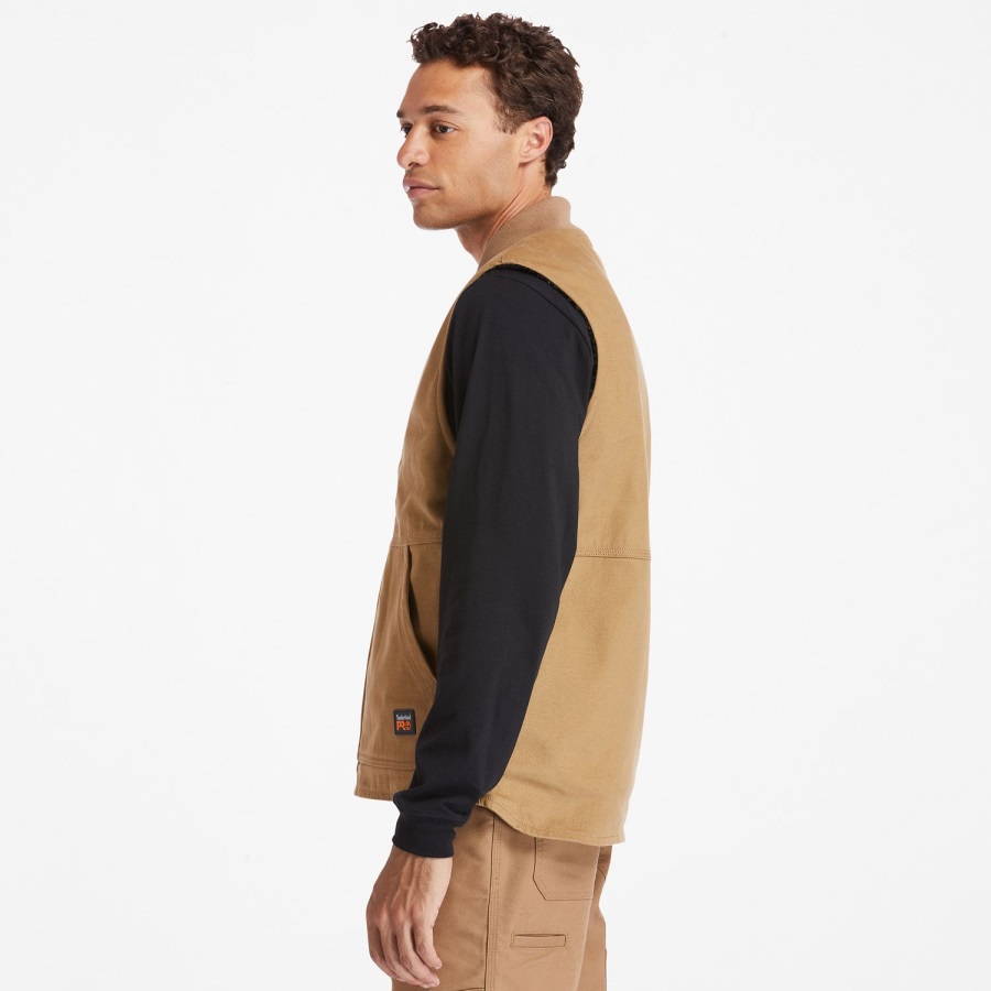 Dark Wheat Timberland Ireland Men's Pro Gritman Lined Canvas Vest