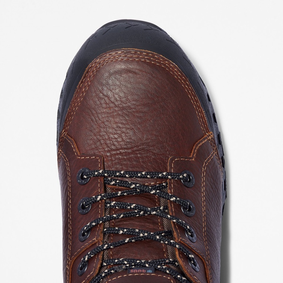 Distressed Brown Full-Grain Leather Timberland Ireland Men's Work Summit 6 Composite Toe Waterproof Work Boot