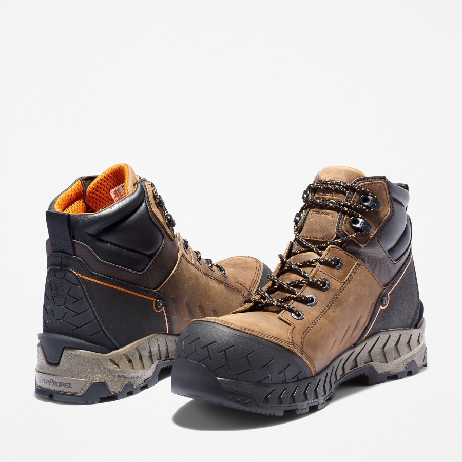Distressed Brown Full-Grain Men's Work Summit 6 Composite Toe Waterproof Work Boot Timberland Ireland