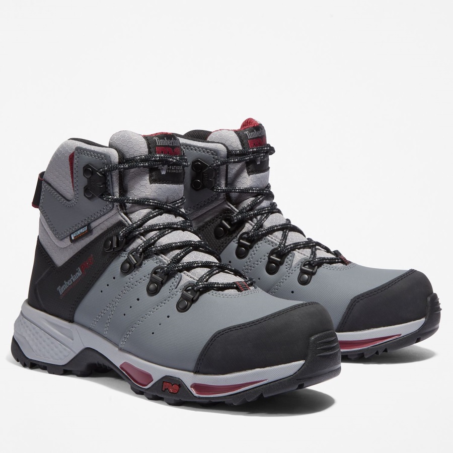 Grey/Purple Timberland Ireland Women's Switchback Waterproof Composite Safety-Toe Work Boots