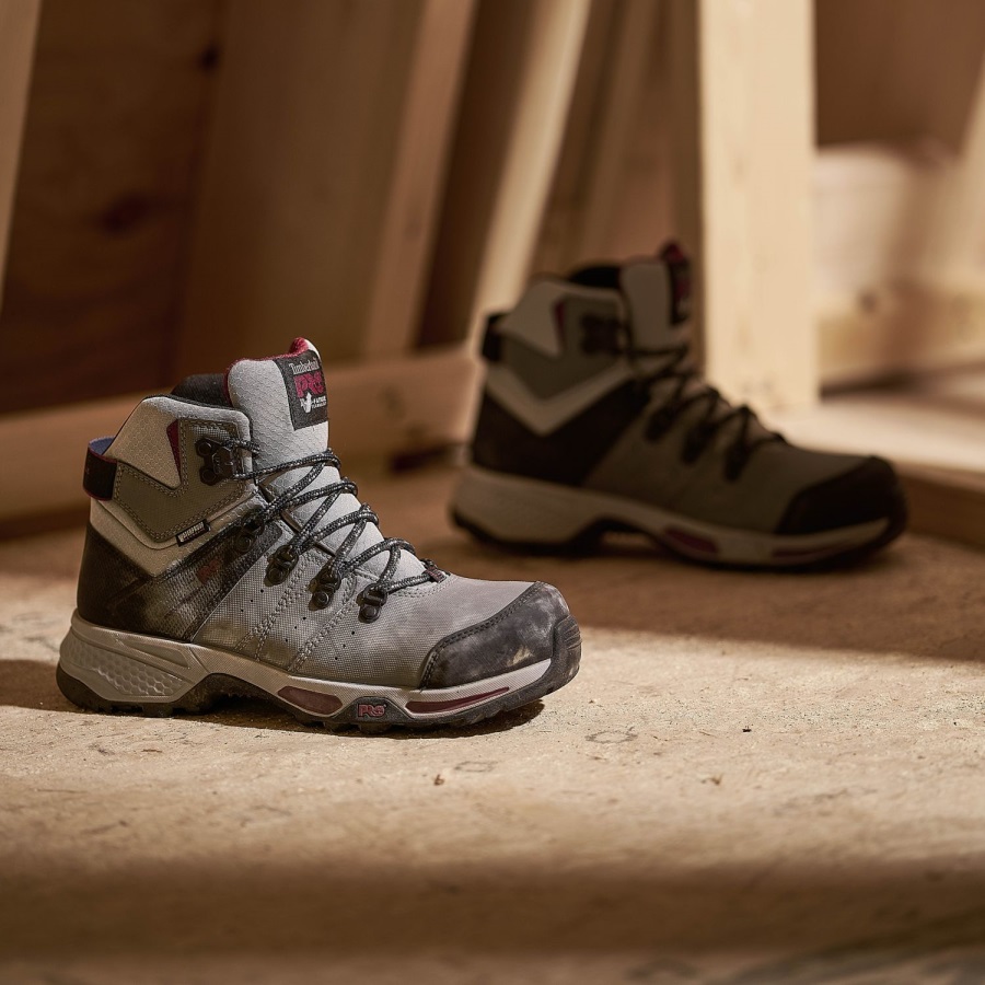 Grey/Purple Timberland Ireland Women's Switchback Waterproof Composite Safety-Toe Work Boots