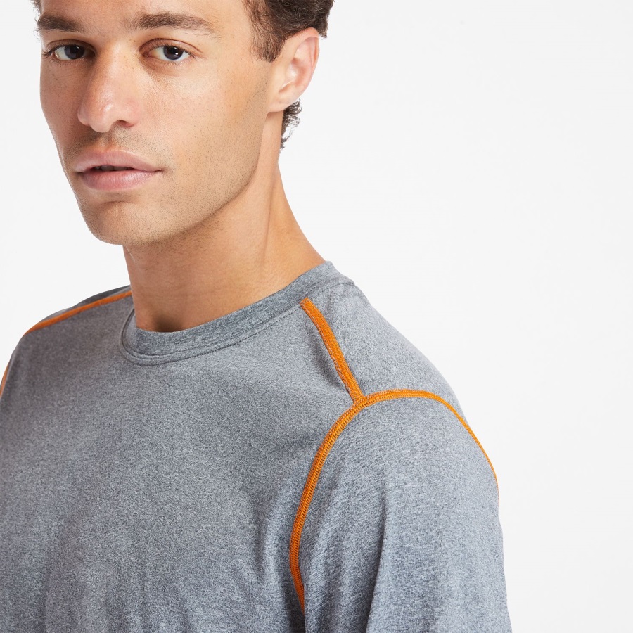 Heather Grey Men's Pro Wicking Good Sport Long-Sleeve T-Shirt Timberland Ireland