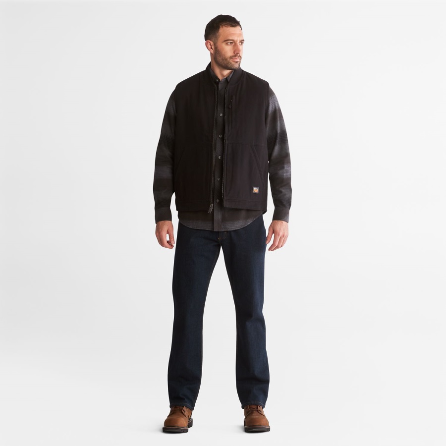 Jet Black Men's Pro Gritman Lined Canvas Vest Timberland Ireland