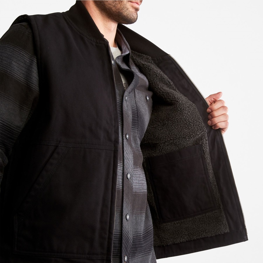 Jet Black Men's Pro Gritman Lined Canvas Vest Timberland Ireland