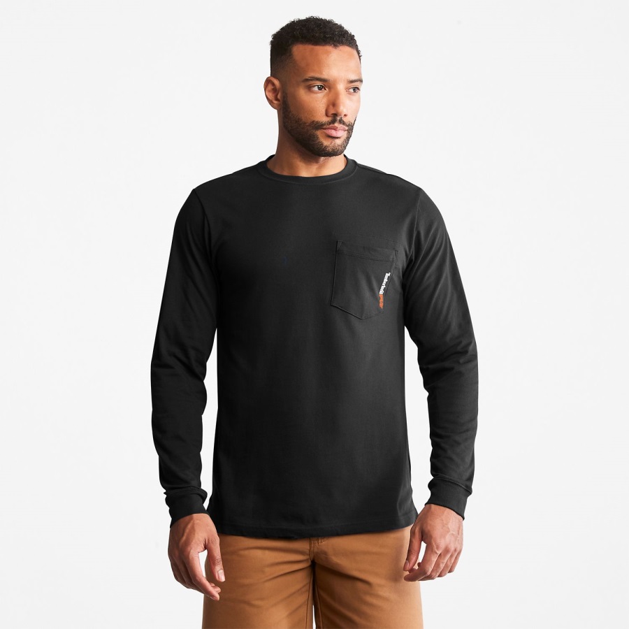 Jet Black Timberland Ireland Men's Pro Base Plate Long-Sleeve T-Shirt