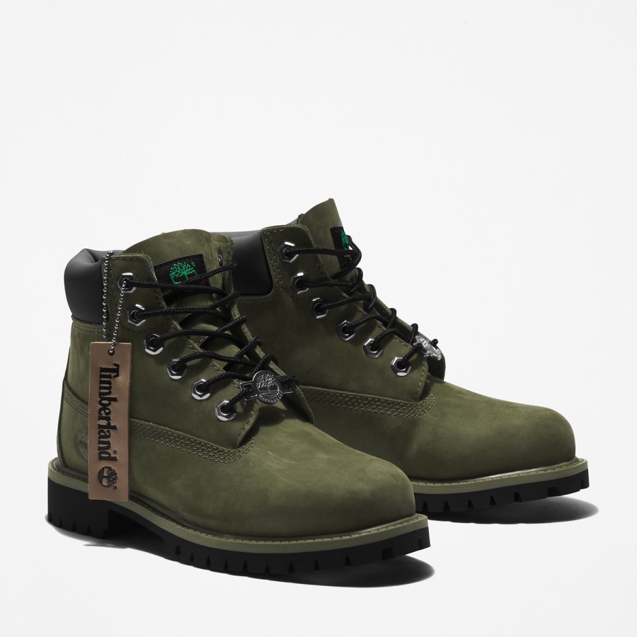 Junior Premium 6-Inch Waterproof Boots Timberland Ireland Dark Green Nubuck