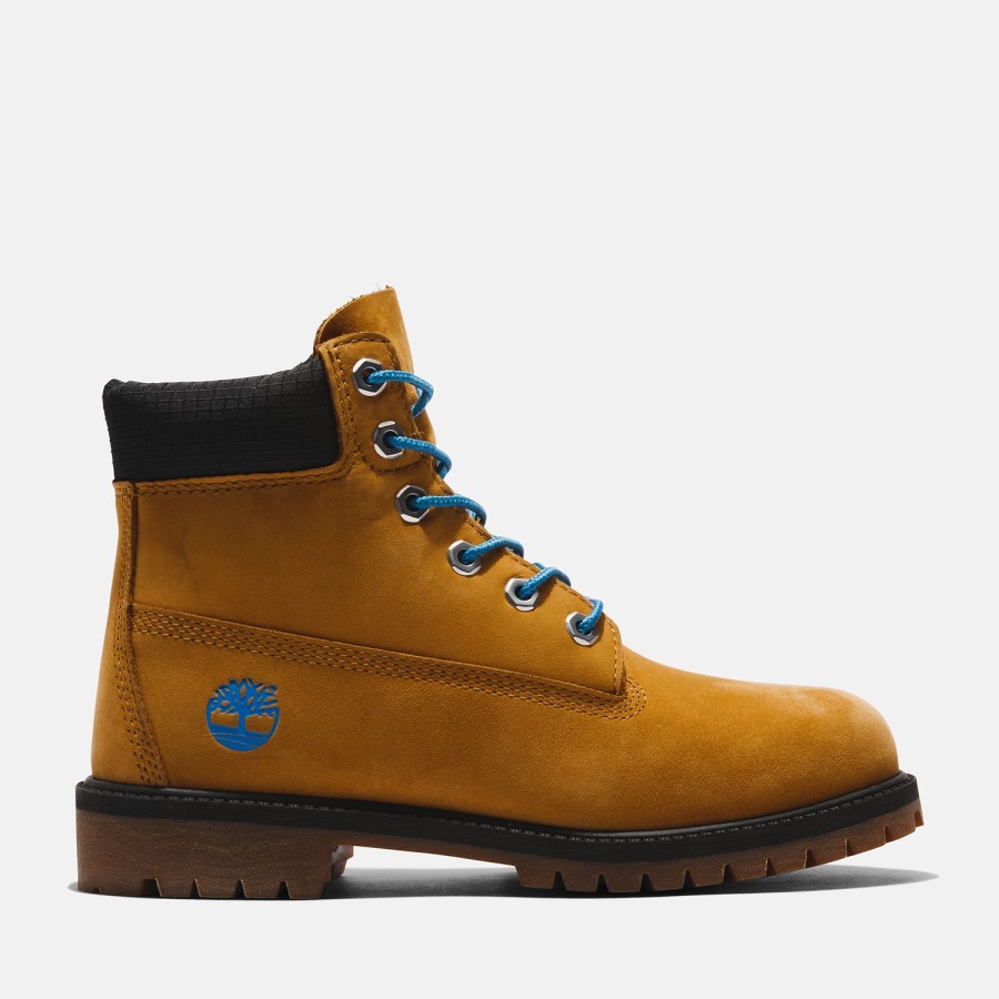 Junior Premium 6-Inch Waterproof Boots Timberland Ireland Wheat Nubuck/Blue