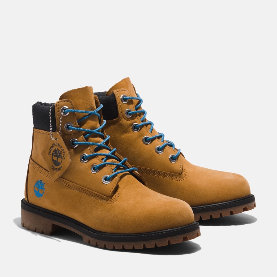 Junior Premium 6-Inch Waterproof Boots Timberland Ireland Wheat Nubuck/Blue