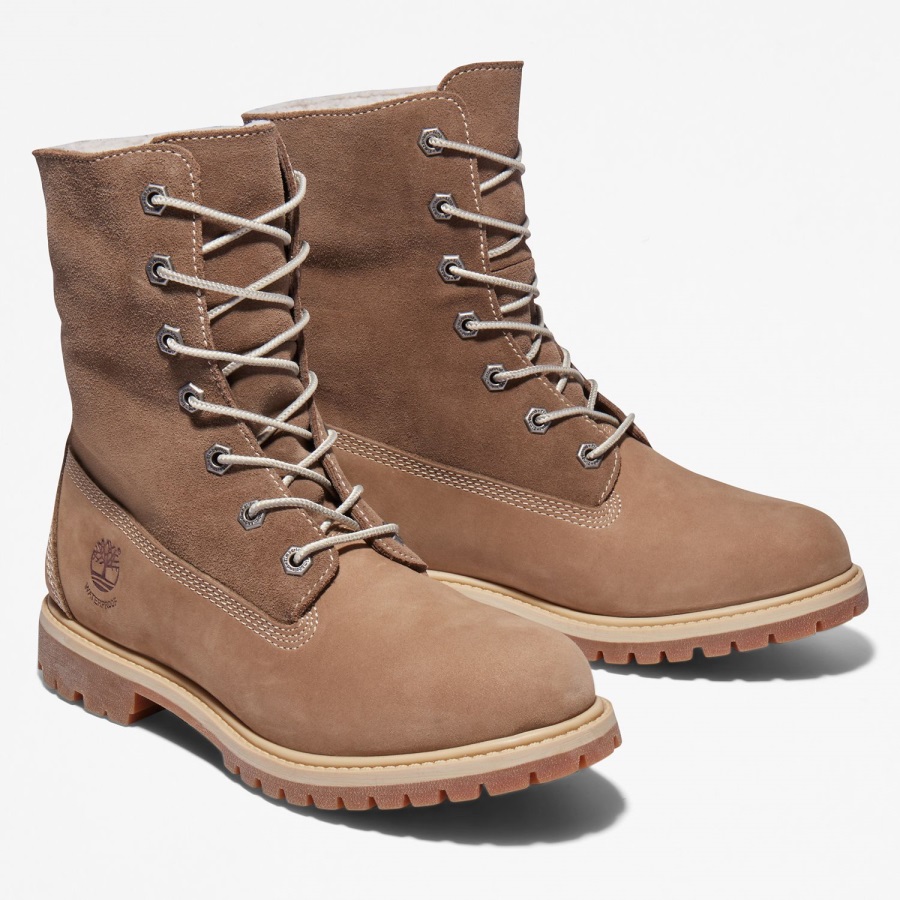 Light Brown Nubuck Women's Authentics Waterproof Roll-Top Boots Timberland Ireland