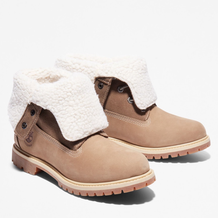 Light Brown Nubuck Women's Authentics Waterproof Roll-Top Boots Timberland Ireland