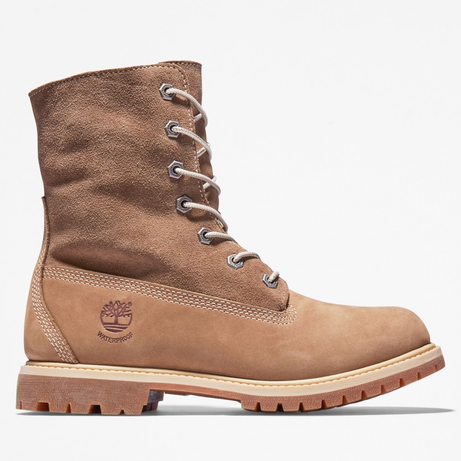 Light Brown Nubuck Women's Authentics Waterproof Roll-Top Boots Timberland Ireland