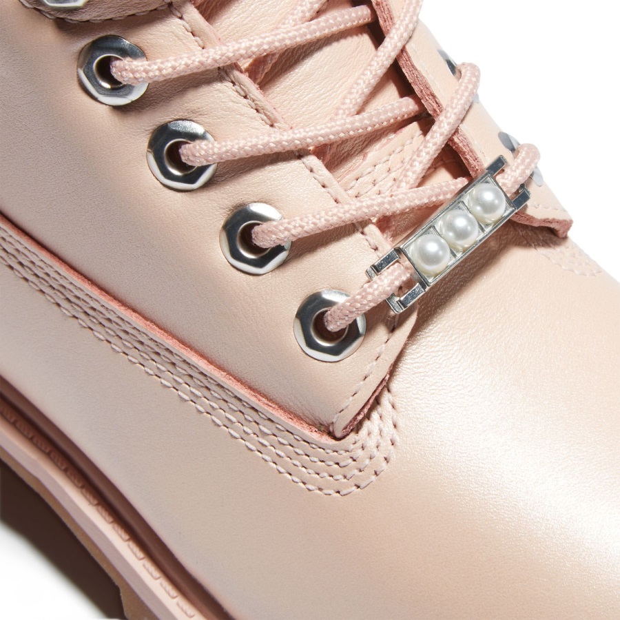 Light Pink Full-Grain Timberland Ireland Junior Premium 6-Inch Waterproof Boots