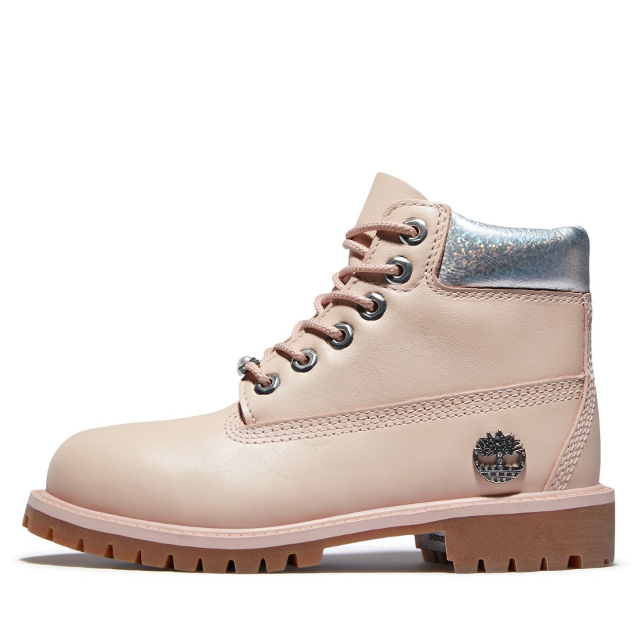 Light Pink Full-Grain Timberland Ireland Junior Premium 6-Inch Waterproof Boots