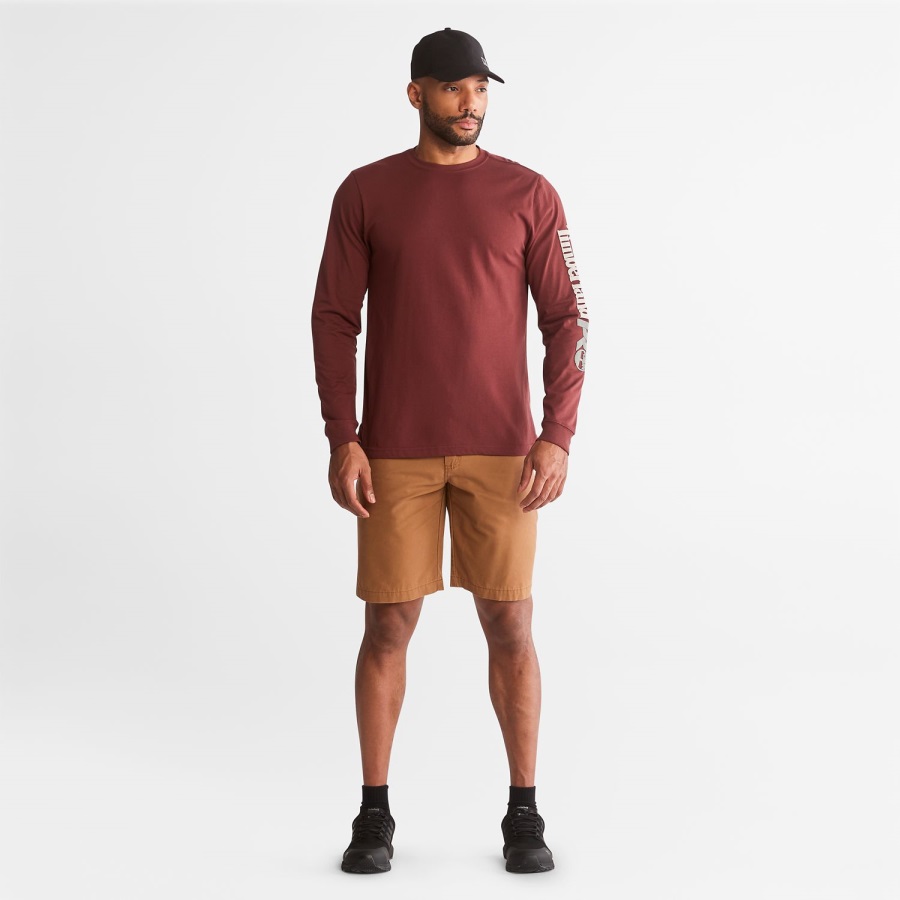 Maroon Men's Pro Base Plate Long-Sleeve Wicking T-Shirt Timberland Ireland