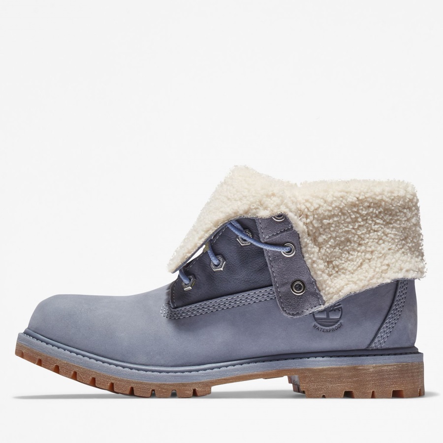 Medium Blue Nubuck Timberland Ireland Women's Authentics Waterproof Roll-Top Boots
