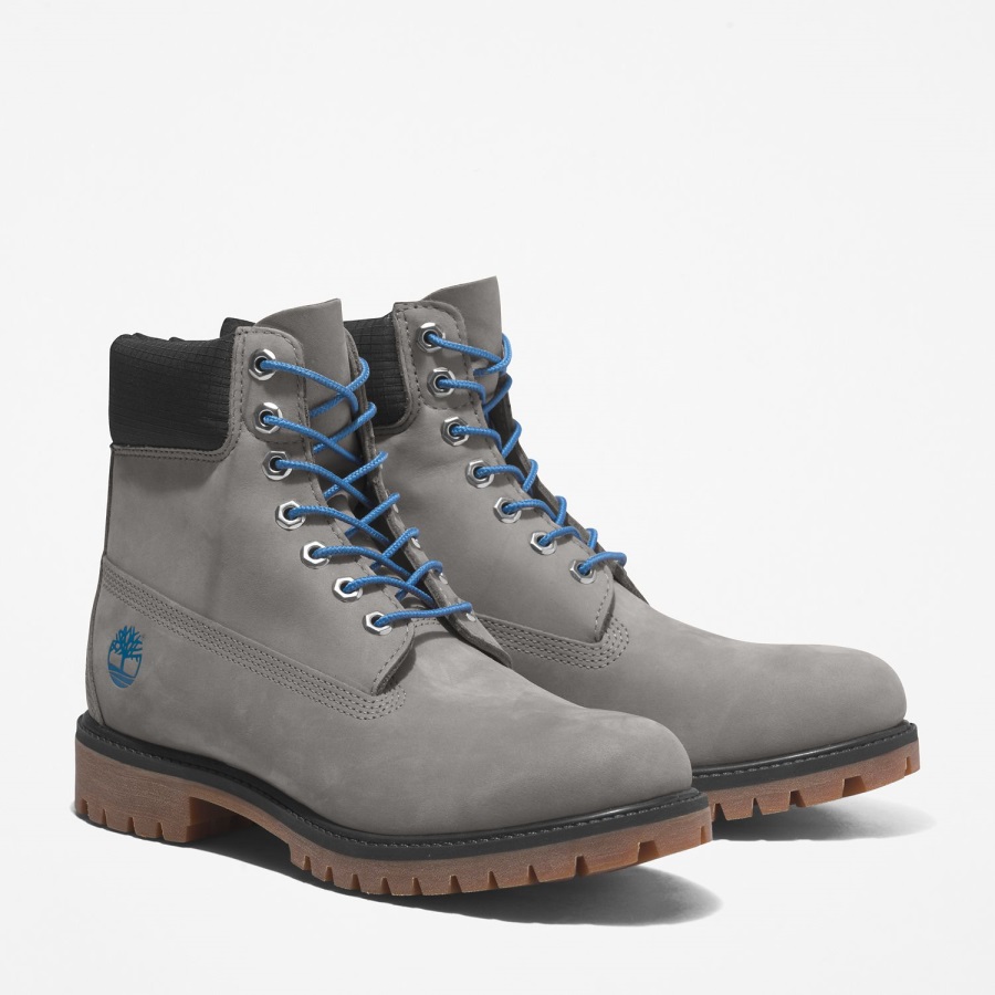 Medium Grey/Blue Timberland Ireland Men's Premium 6-Inch Waterproof Boots