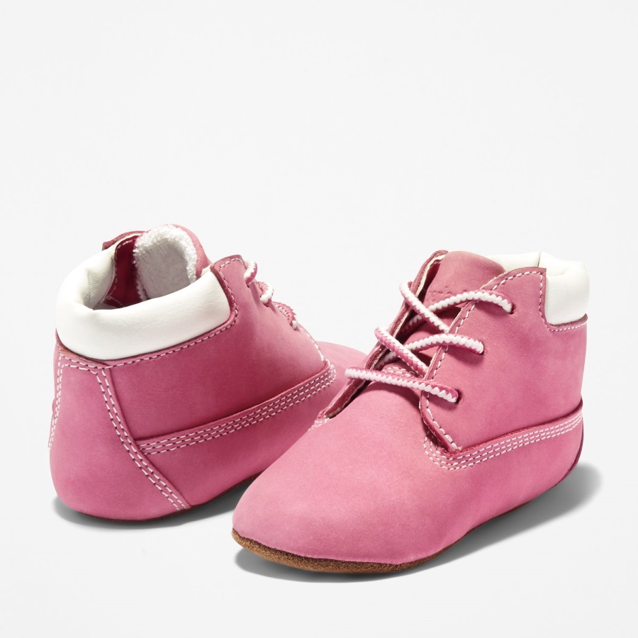 Medium Pink Nubuck Timberland Ireland Infant Crib Bootie With Hat Set