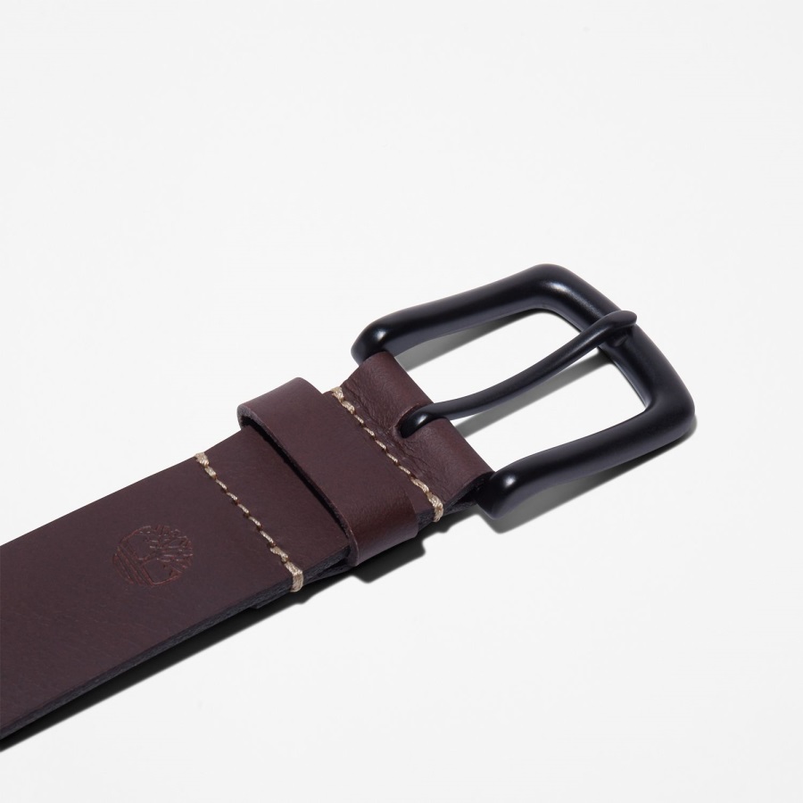 Men's Black-Buckle Leather Belt Timberland Ireland Brown