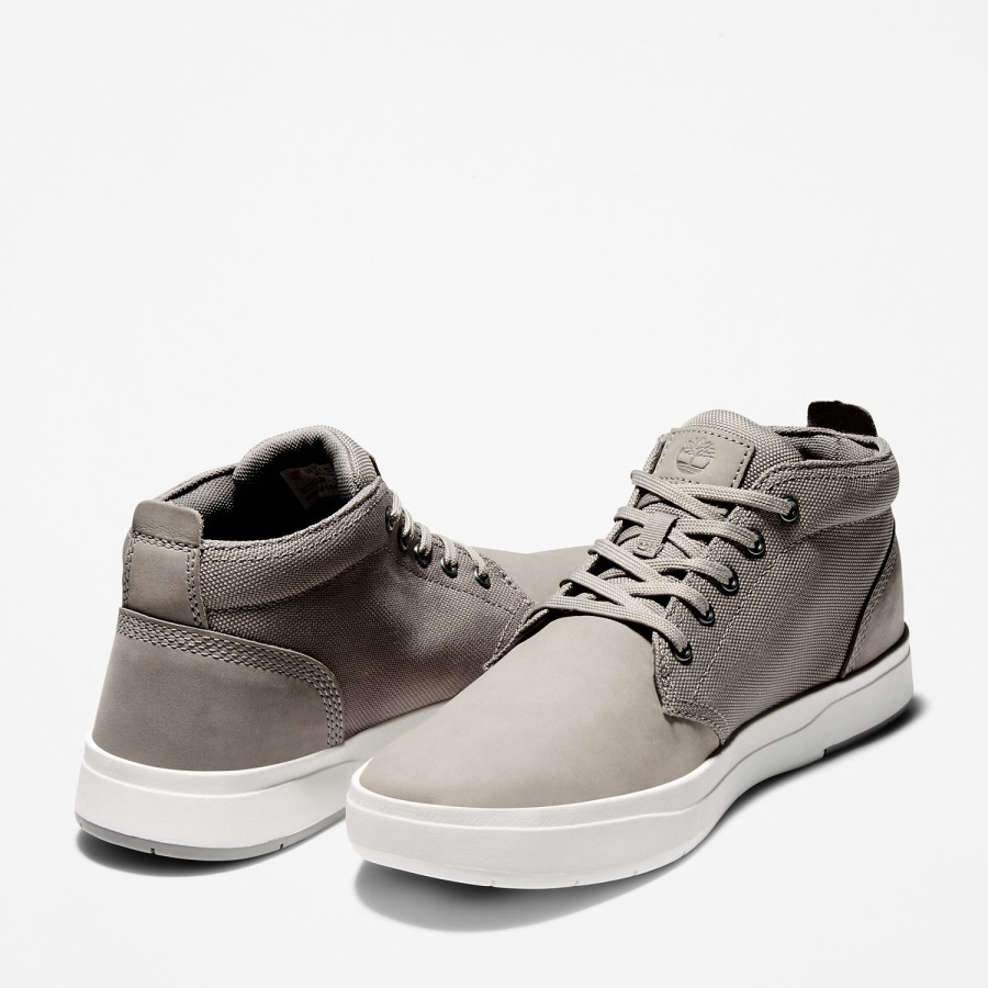 Men's Davis Square Chukka Shoes Timberland Ireland Medium Grey Nubuck