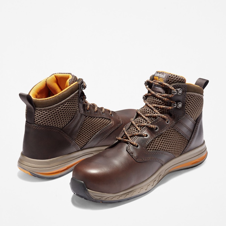 Men's Drivetrain Composite Toe Work Sneaker Timberland Ireland Dark Brown Full-Grain Leather