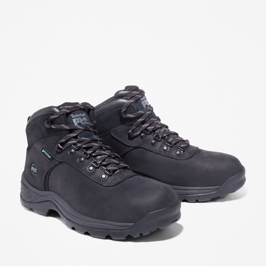 Men's Flume Work Steel Toe Waterproof Work Boot Black Nubuck Leather Timberland Ireland