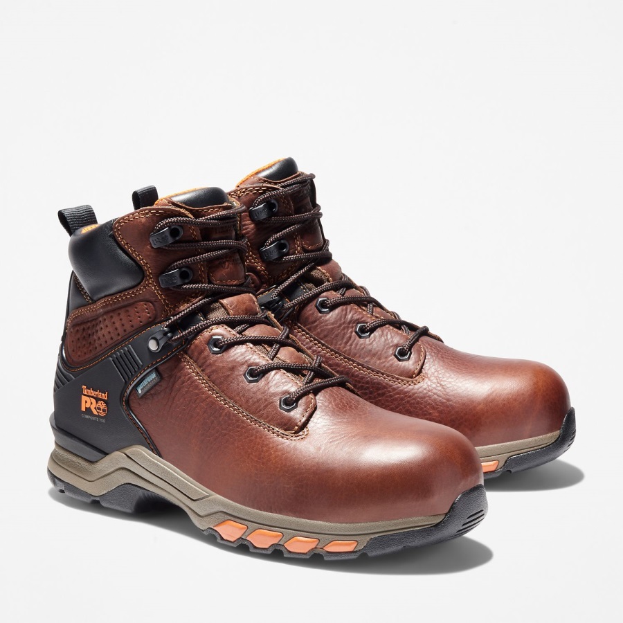 Men's Hypercharge 6 Composite Toe Waterproof Work Boot Brown Full-Grain Timberland Ireland