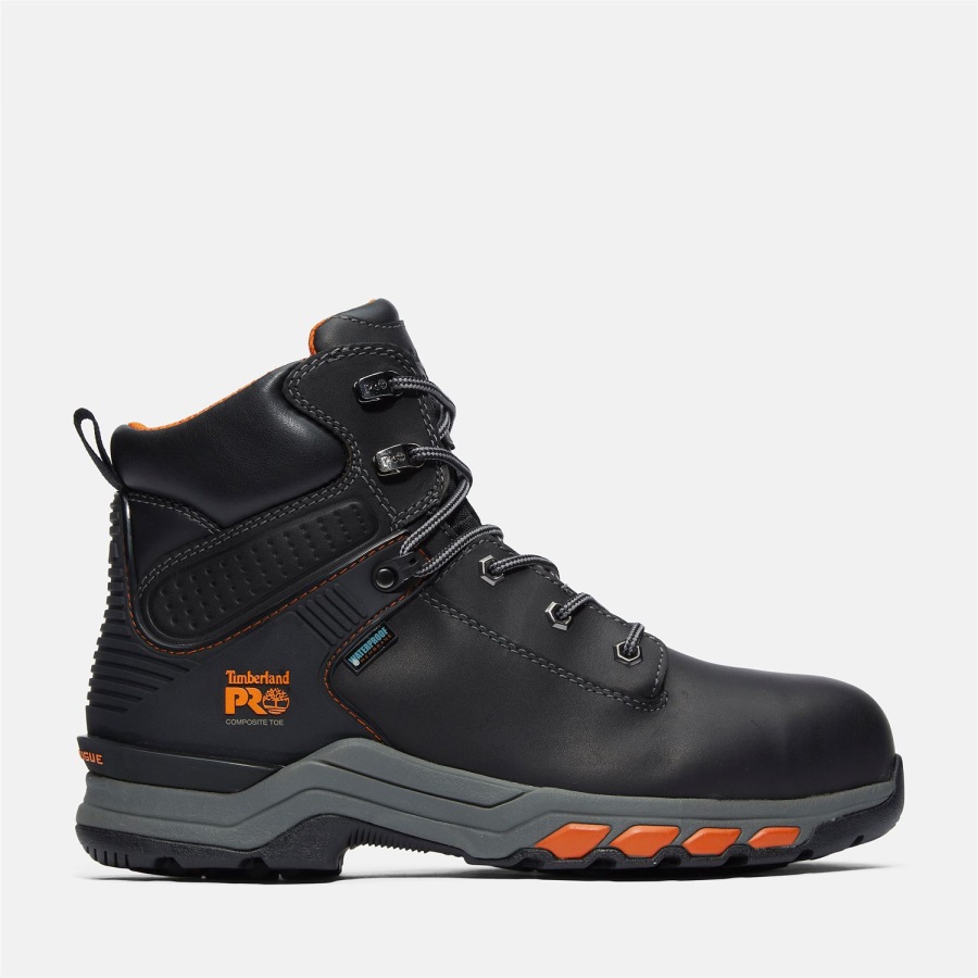 Men's Hypercharge 6 Composite Toe Waterproof Work Boot Timberland Ireland Black Full-Grain