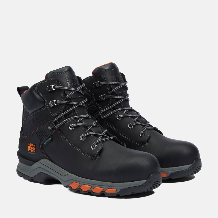 Men's Hypercharge 6 Composite Toe Waterproof Work Boot Timberland Ireland Black Full-Grain