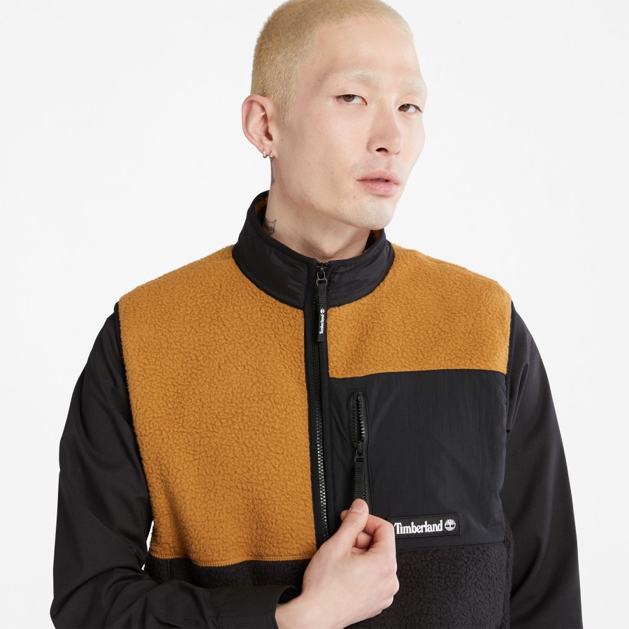 Men's Outdoor Archive High-Pile Fleece Vest Timberland Ireland Wheat/Black