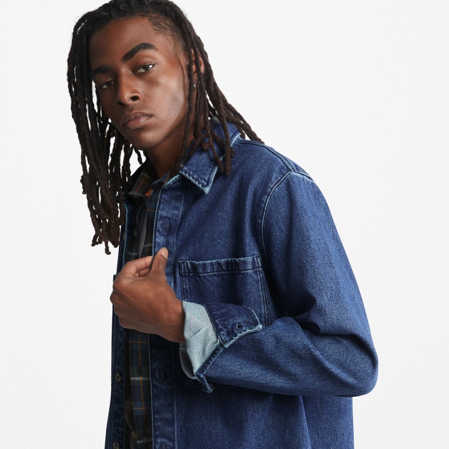 Men's Outdoor Heritage Denim Ek+ Overshirt Timberland Ireland Mid Indigo