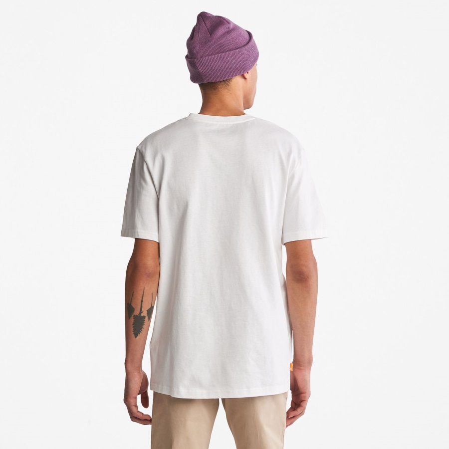 Men's Outdoor Heritage Linear-Logo Tee White/Butterfly Timberland Ireland