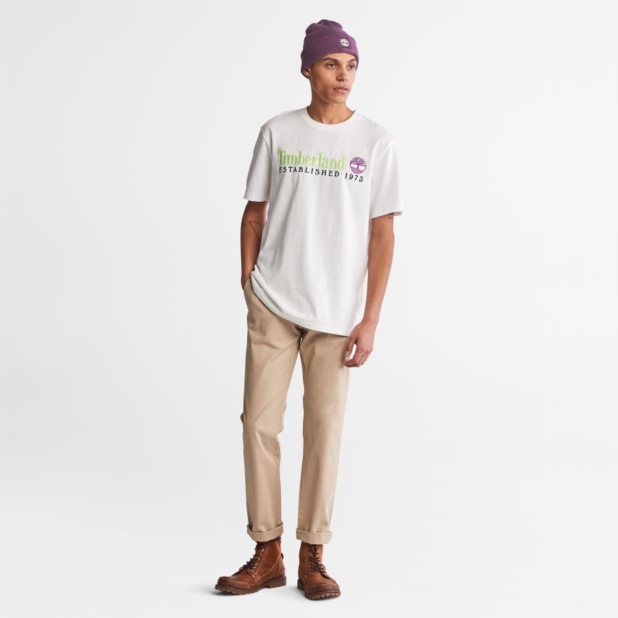 Men's Outdoor Heritage Linear-Logo Tee White/Butterfly Timberland Ireland