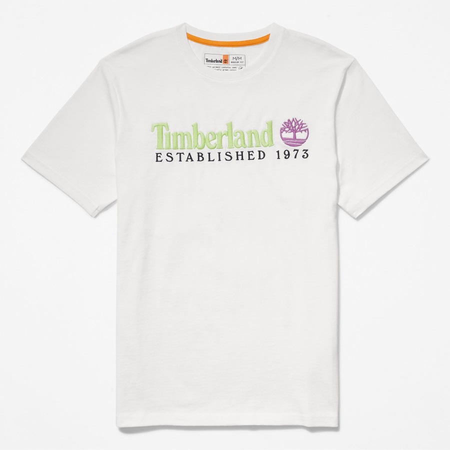 Men's Outdoor Heritage Linear-Logo Tee White/Butterfly Timberland Ireland