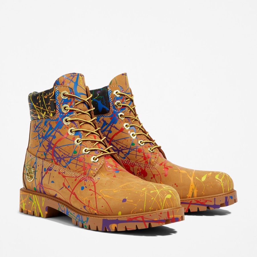 Men's Paint Splash 6-Inch Waterproof Boots Timberland Ireland Wheat Nubuck
