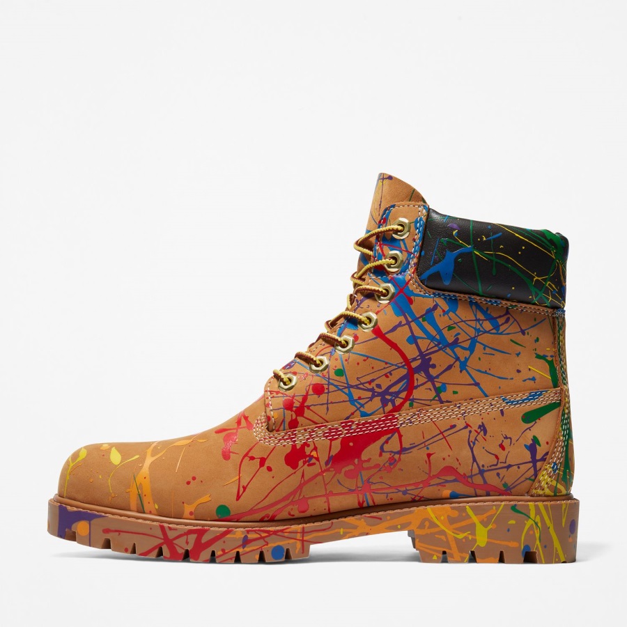 Men's Paint Splash 6-Inch Waterproof Boots Timberland Ireland Wheat Nubuck