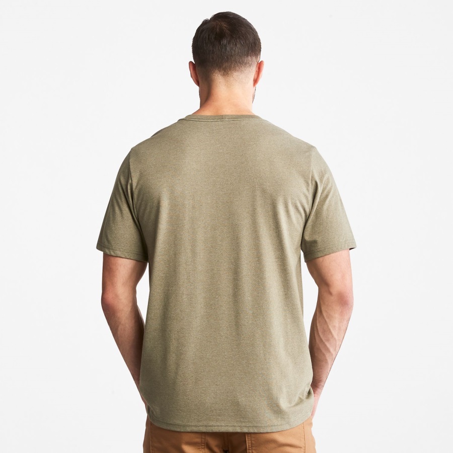 Men's Pro Base Plate Blended Short-Sleeve T-Shirt Olive Heather Timberland Ireland