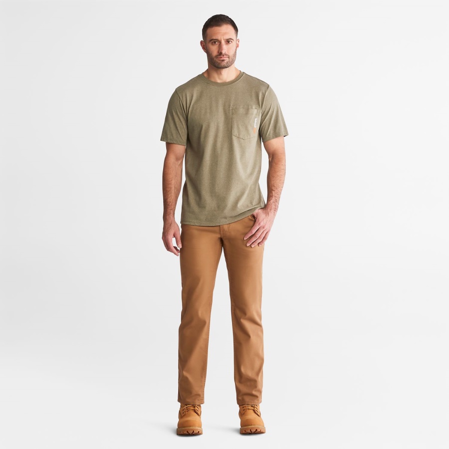 Men's Pro Base Plate Blended Short-Sleeve T-Shirt Olive Heather Timberland Ireland