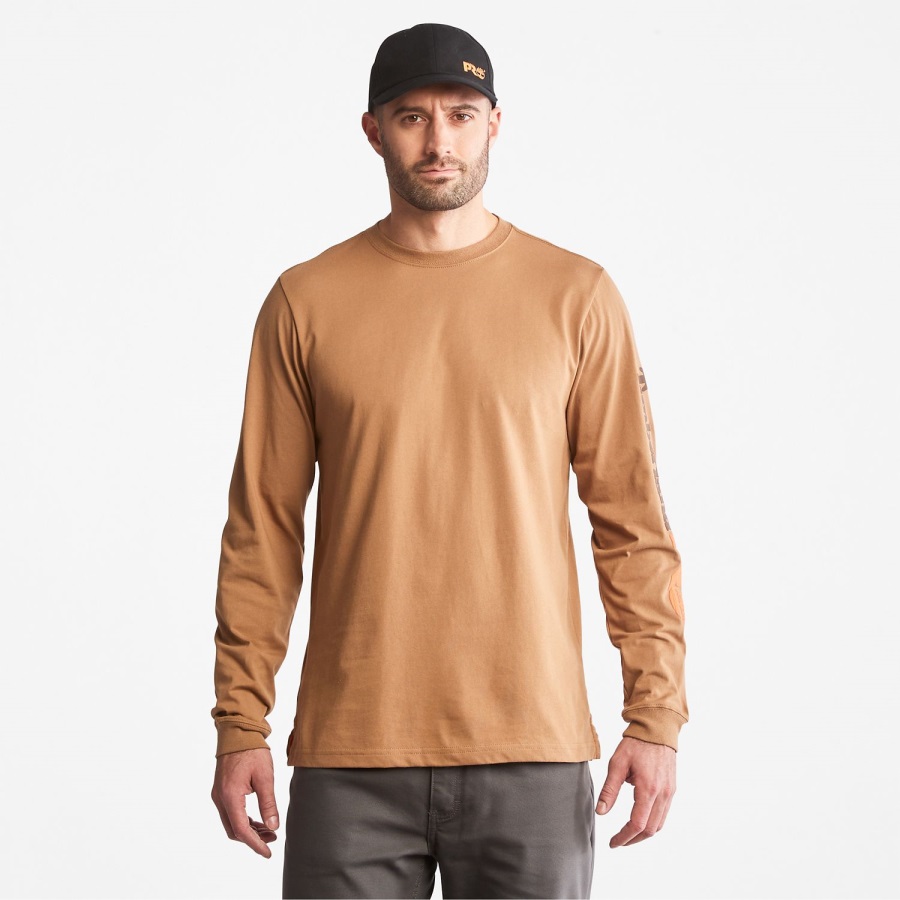 Men's Pro Base Plate Long-Sleeve Wicking T-Shirt Brown Timberland Ireland