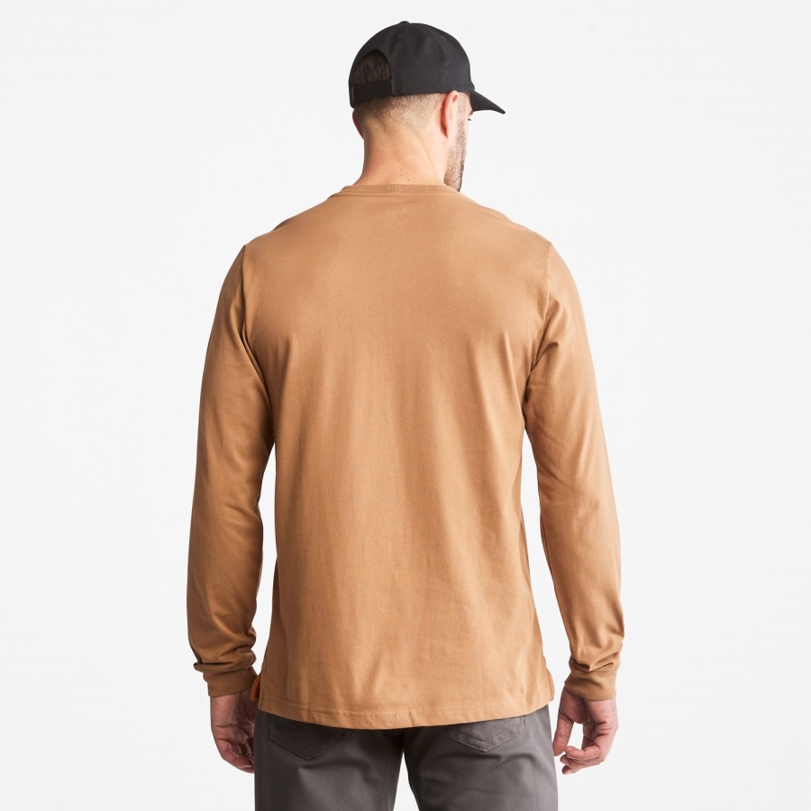 Men's Pro Base Plate Long-Sleeve Wicking T-Shirt Brown Timberland Ireland