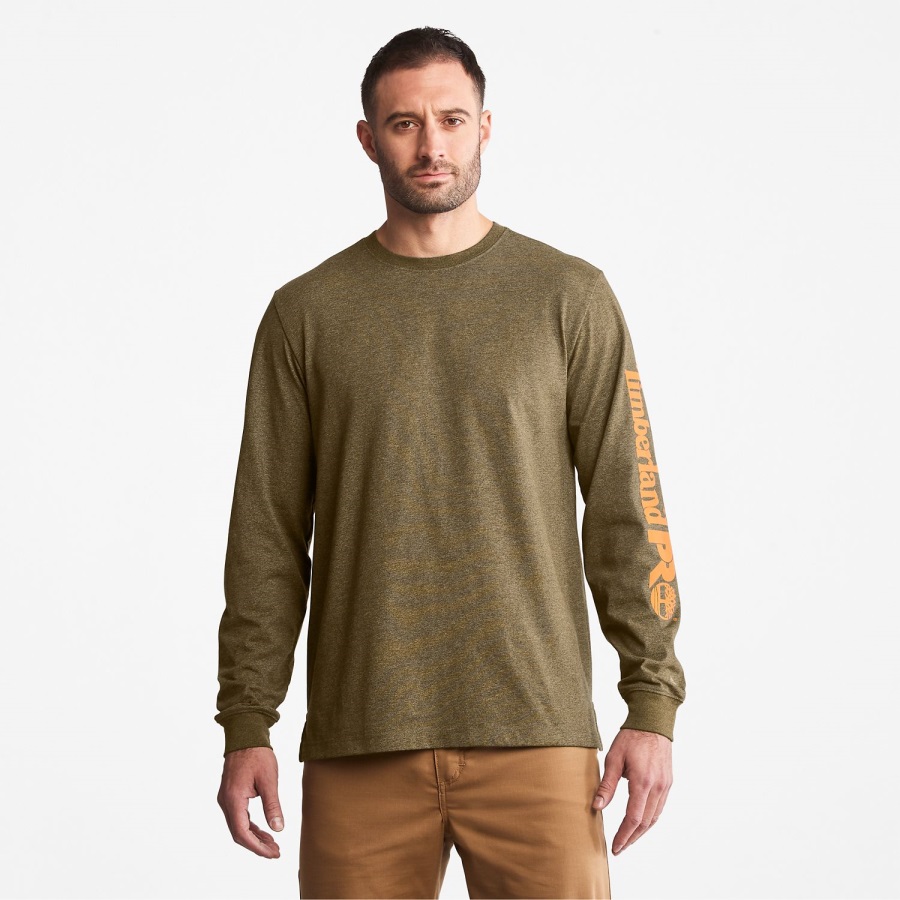 Men's Pro Base Plate Long-Sleeve Wicking T-Shirt Burnt Olive Heather Timberland Ireland