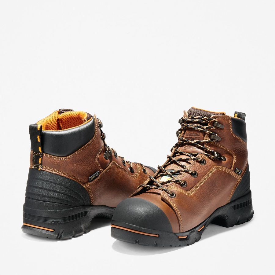 Men's Pro Endurance 6 Steel Toe Waterproof Work Boot Timberland Ireland Rancher Brown