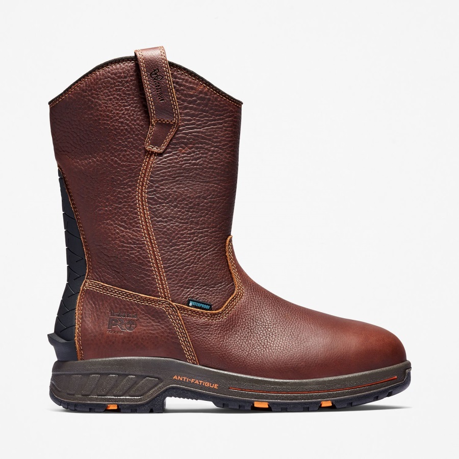 Men's Pro Helix Hd Pull On Waterproof Work Boot Red Brown Full-Grain Timberland Ireland