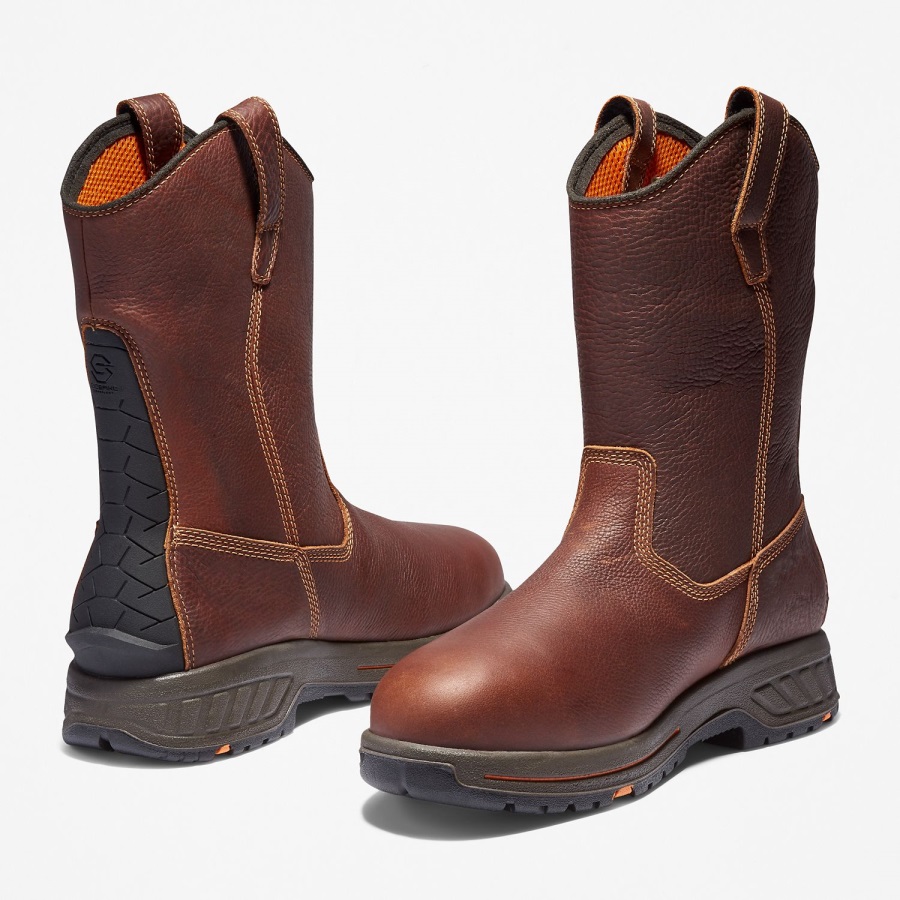 Men's Pro Helix Hd Pull On Waterproof Work Boot Red Brown Full-Grain Timberland Ireland