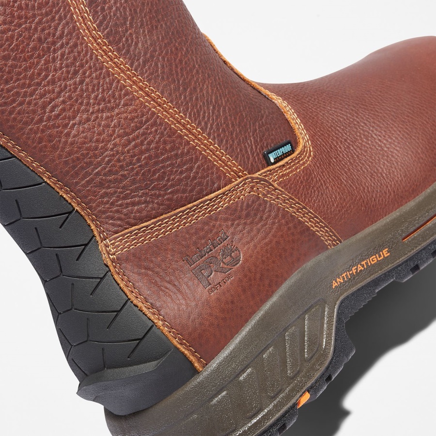 Men's Pro Helix Hd Pull On Waterproof Work Boot Red Brown Full-Grain Timberland Ireland