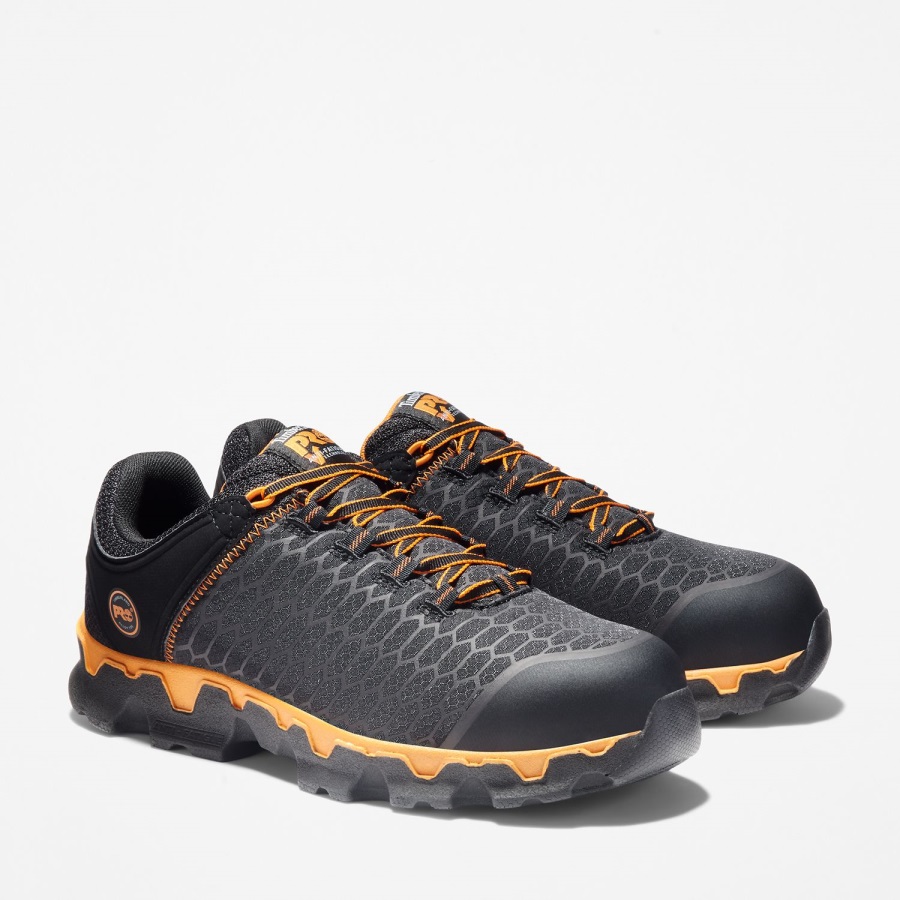 Men's Pro Powertrain Sport Alloy Toe Work Sneaker Black/Orange Ripstop Nylon Timberland Ireland