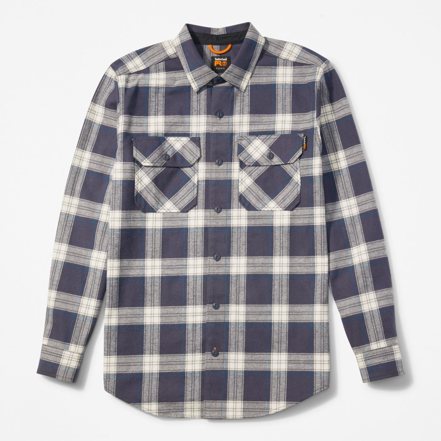 Men's Pro Woodfort Heavyweight Flannel Work Shirt Timberland Ireland India Ink Plaid